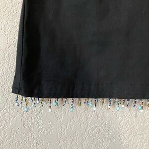 90s David Paul New York Vintage Black Beaded Hem Mini Skirt – Women’s Size 6